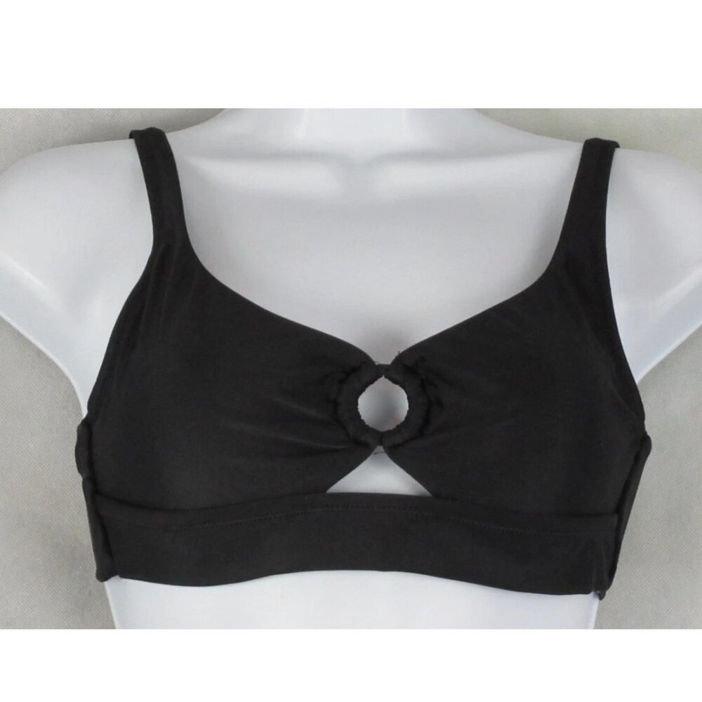 Bar III Women's Tie-Back O-Ring Bikini Top Swimsuit, Black, Medium